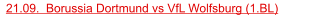 21.09.  Borussia Dortmund vs VfL Wolfsburg (1.BL)